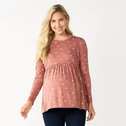 Maternity Sonoma Goods For Life® Long Sleeve Empire Waist Top -Sonoma Goods For Life Sales 2024 5635424 Brown Ditsy Floral