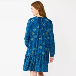 Women's Sonoma Goods For Life® Printed Long Sleeve Dress -Sonoma Goods For Life Sales 2024 5657674 ALT