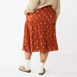 Plus Size Sonoma Goods For Life® Tiered Midi Skirt -Sonoma Goods For Life Sales 2024 5659149 ALT