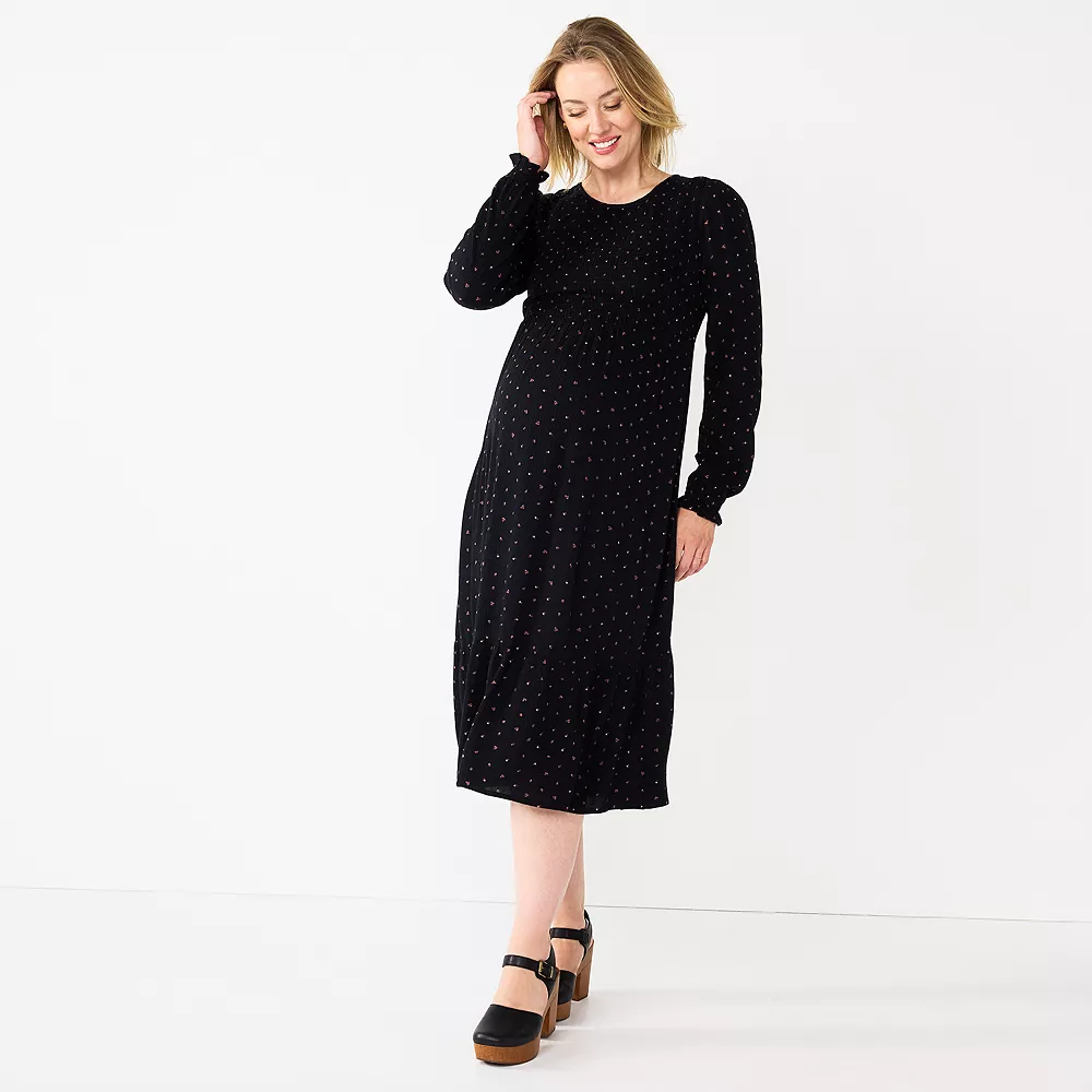Maternity Sonoma Goods For Life® Smocked Bodice Midi Dress 2 Maternity Sonoma Goods For Life® Smocked Bodice Midi Dress - Image 2
