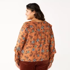 Plus Size Sonoma Goods For Life® Ruffle Peasant Top -Sonoma Goods For Life Sales 2024 5662063 ALT