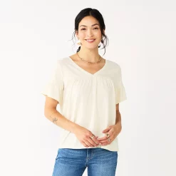 Women's Sonoma Goods For Life® Ruffled Babydoll Top -Sonoma Goods For Life Sales 2024 5665750 Cream