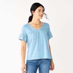 Women's Sonoma Goods For Life® Ruffled Babydoll Top -Sonoma Goods For Life Sales 2024 5665750 Light Blue