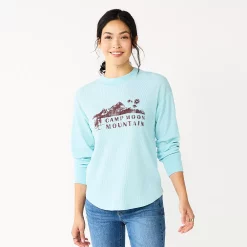 Women's Sonoma Goods For Life® Mockneck Waffle Top -Sonoma Goods For Life Sales 2024 5672315 Camp Moon Blue