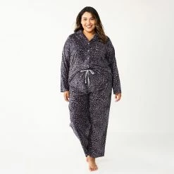 Plus Size Sonoma Goods For Life® Velour Pajama Shirt & Pajama Pants Sleep Set -Sonoma Goods For Life Sales 2024 5675146 ALT2