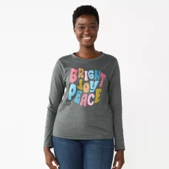 Women's Sonoma Goods For Life® Long Sleeve Christmas Graphic Tee -Sonoma Goods For Life Sales 2024 5676288 Joy Peace