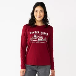 Women's Sonoma Goods For Life® Long Sleeve Christmas Graphic Tee -Sonoma Goods For Life Sales 2024 5676288 Winter Ridge