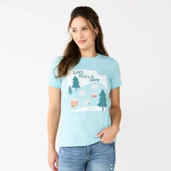 Women's Sonoma Goods For Life® Short Sleeve Christmas Graphic Tee -Sonoma Goods For Life Sales 2024 5686036 Blue Snow