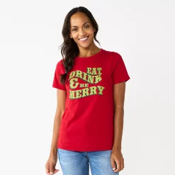 Women's Sonoma Goods For Life® Short Sleeve Christmas Graphic Tee -Sonoma Goods For Life Sales 2024 5686036 Red Green Merry