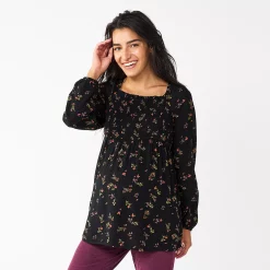 Maternity Sonoma Goods For Life® Smocked Bodice Empire Top -Sonoma Goods For Life Sales 2024 5686595 Black Floral