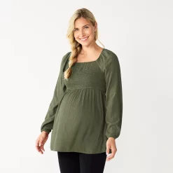 Maternity Sonoma Goods For Life® Smocked Bodice Empire Top -Sonoma Goods For Life Sales 2024 5686595 Green