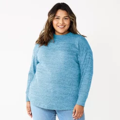 Plus Size Sonoma Goods For Life® Mockneck Waffle Top -Sonoma Goods For Life Sales 2024 5686673 Navy