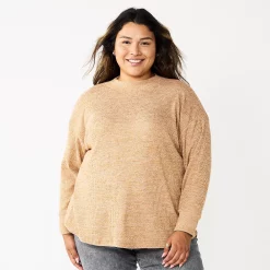 Plus Size Sonoma Goods For Life® Mockneck Waffle Top -Sonoma Goods For Life Sales 2024 5686673 Talus Brown