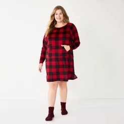 Plus Size Sonoma Goods For Life® 2-pc. Long Sleeve Crewneck Sleepshirt & Socks Set -Sonoma Goods For Life Sales 2024 5690616 Red Plush Buffalo