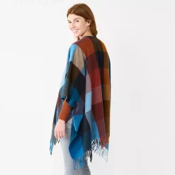 Women's Sonoma Goods For Life® Spokane Plaid Topper With Fringe -Sonoma Goods For Life Sales 2024 5796222 ALT