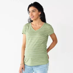 Maternity Sonoma Goods For Life® Essential V-Neck Tee -Sonoma Goods For Life Sales 2024 6120474 Green Stripe