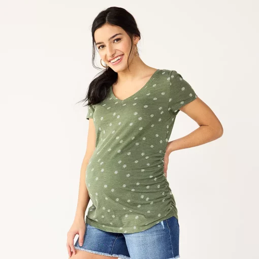 Maternity Sonoma Goods For Life® Essential V-Neck Tee -Sonoma Goods For Life Sales 2024 6120474 Olive Daisy